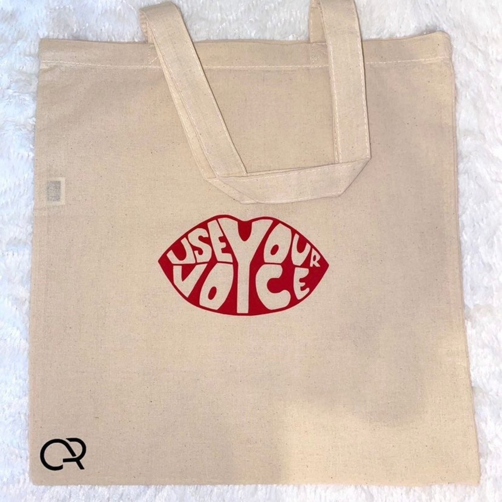 Use your voice handmade tote bag